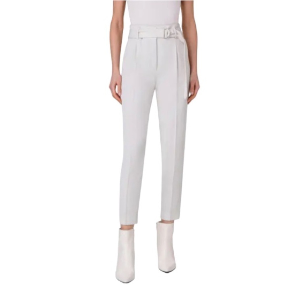 Akris Punto Fred Virgin Wool Gabardine Tapered High Waist Ankle Pants NWOT